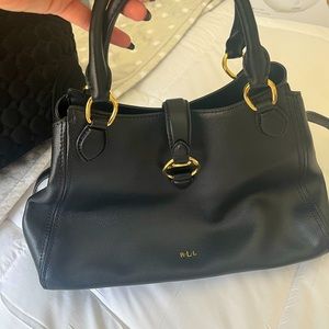 Ralph Lauren black leather satchel purse